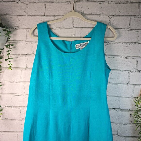 JESSICA HOWARD LINEN BLEND BRIGHT BLUE SLEEVELESS MAXI DRESS WOMENS SIZE 12 - Picture 3 of 6